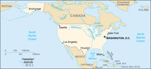 USA and neighbors (map)